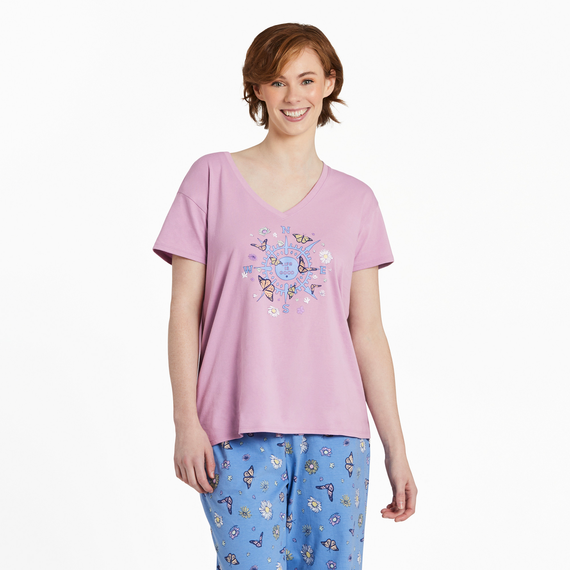 WOMEN'S BUTTERFLY AND FLORAL COMPASS SLEEPWEAR