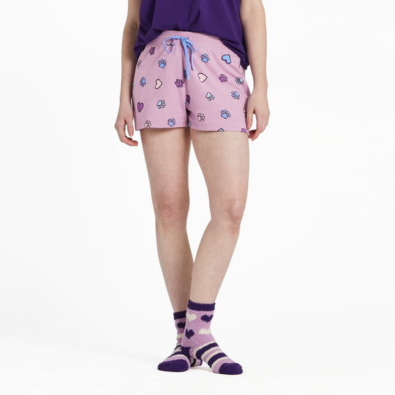 WOMEN'S HEARTS AND PAWS SLEEP SHORTS
