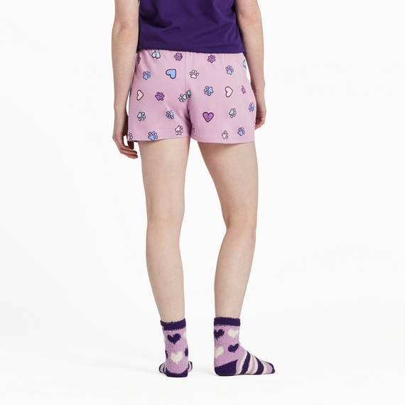 WOMEN'S HEARTS AND PAWS SLEEP SHORTS