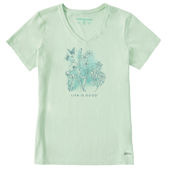 WOMEN'S CRUSHER VEE PEN AND INK FLOWERS