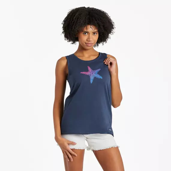 WOMEN'S WATERCOLOR STARFISH CRUSHER-LITE