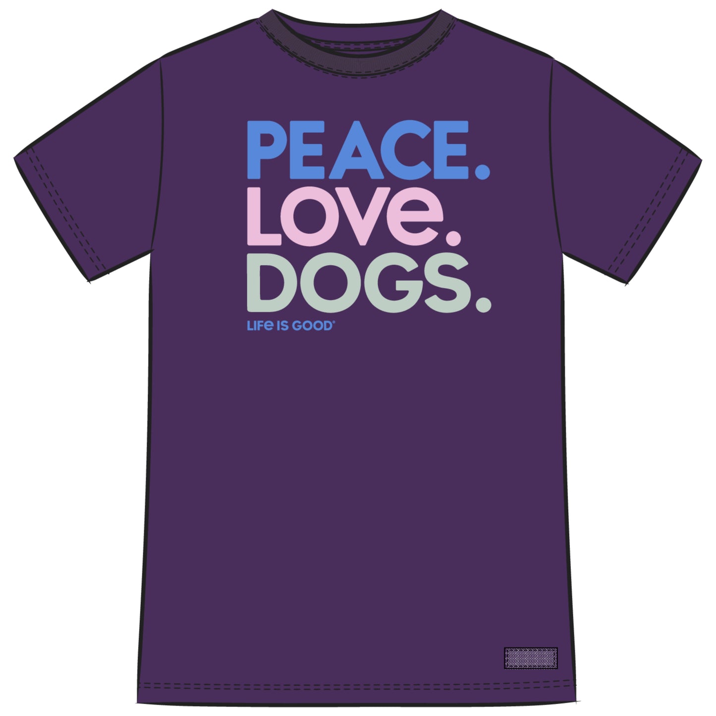 WOMEN'S PEACE LOVE DOGS SHORT SLEEVE CRU