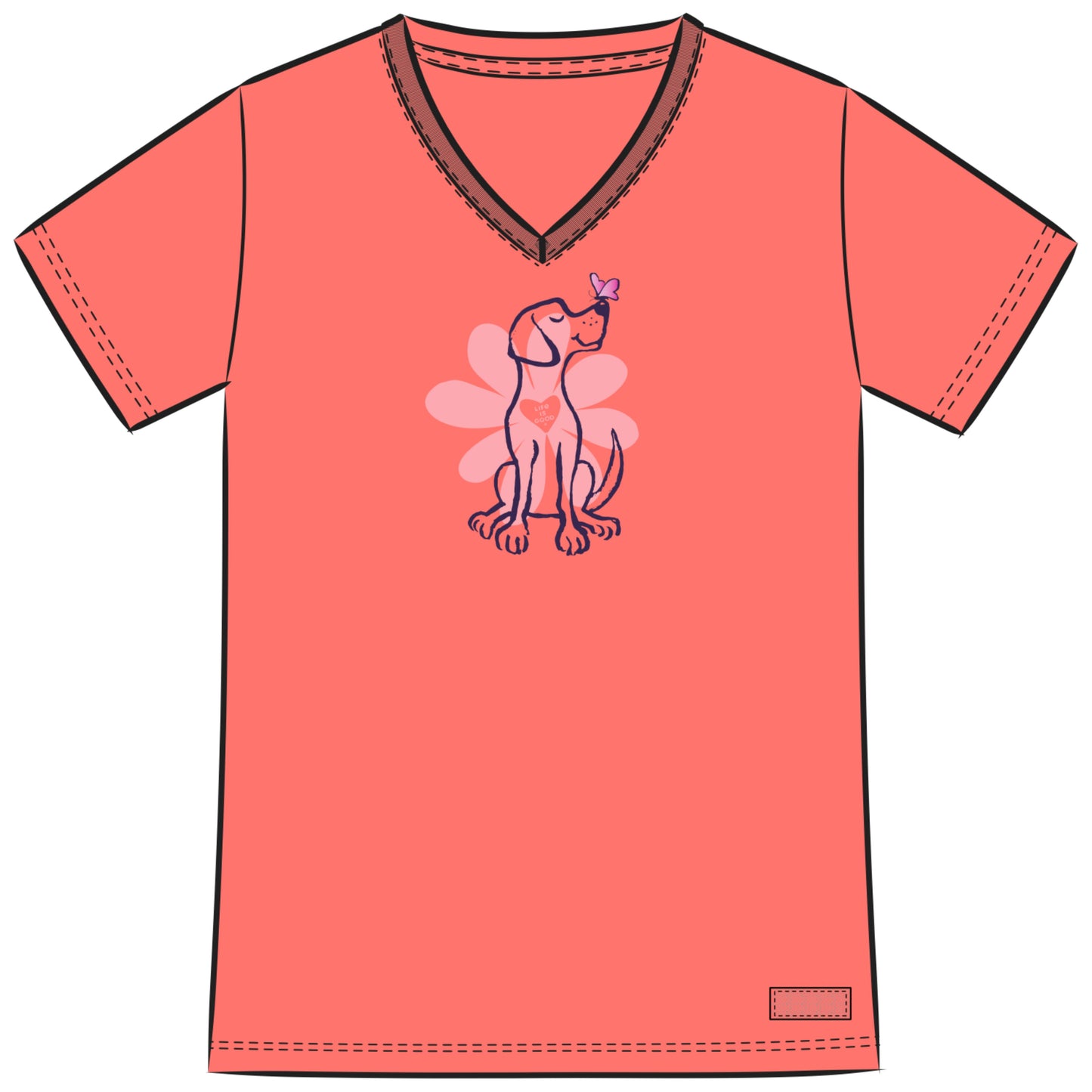 WOMEN'S SPRING DAISY DOG SHORT SLEEVE CRUSHER