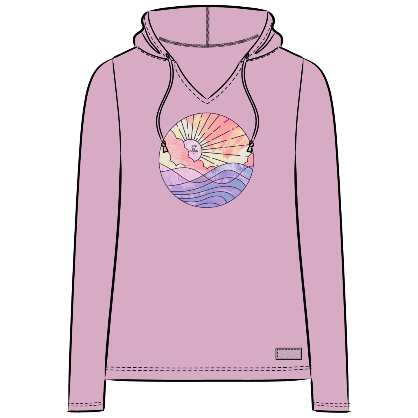 WOMEN'S OCEAN WATERCOLOR LONG SLEEVE CRUSHER