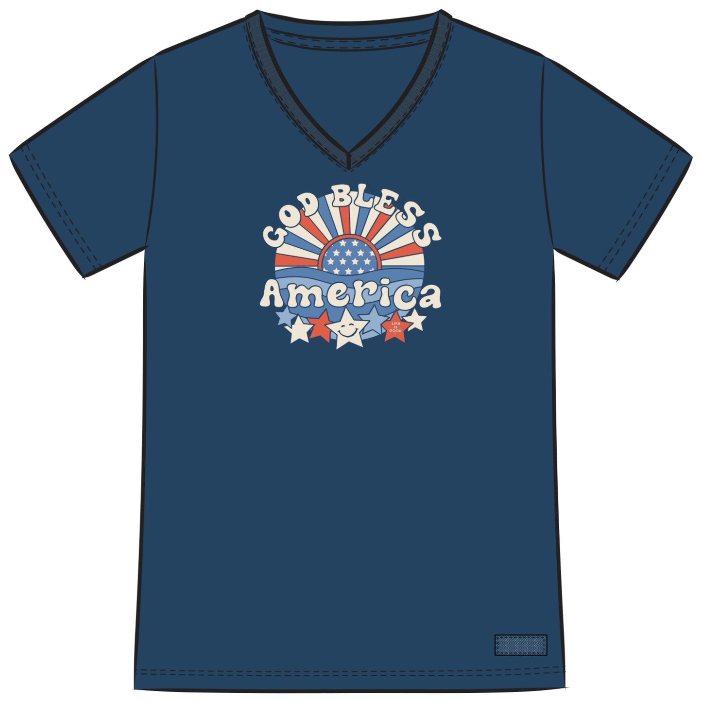 WOMEN'S GROOVY GOD BLESS AMERICA CRUSHER