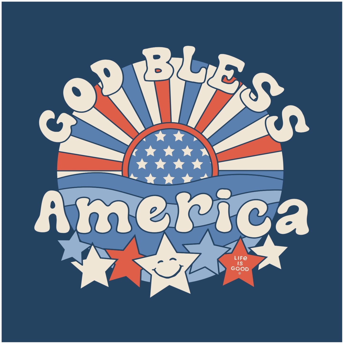 WOMEN'S GROOVY GOD BLESS AMERICA CRUSHER