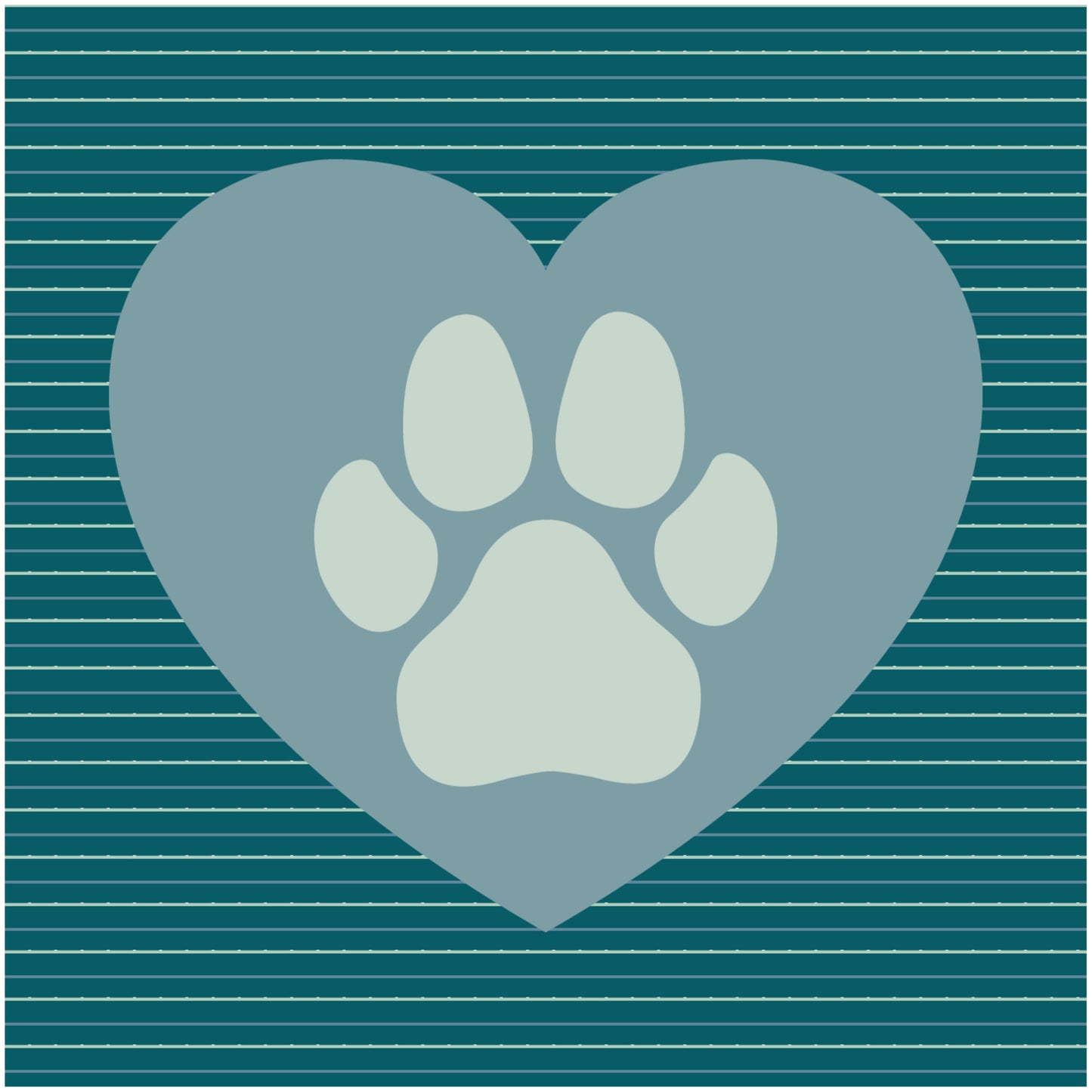 WOMEN'S STRIPED PAW PRINT HEART LONG SLEEVE