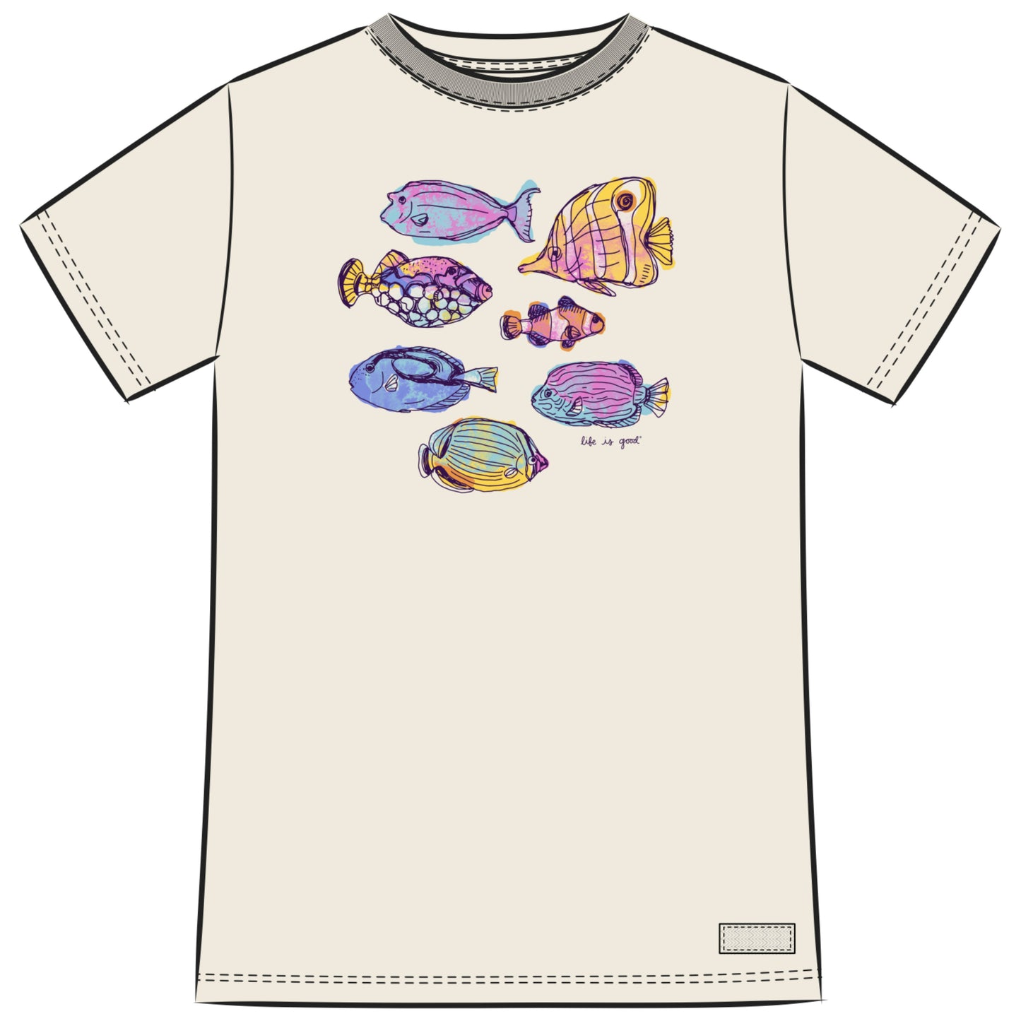 WOMEN'S WATERCOLOR TROPICAL FISH SHORT