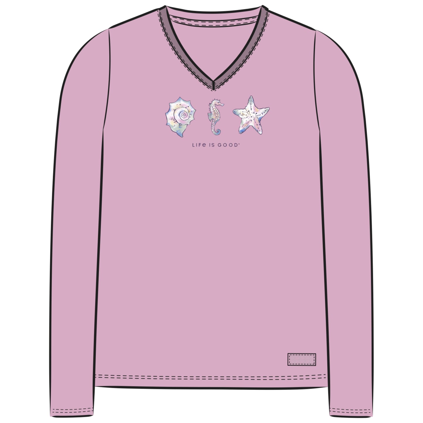 WOMEN'S SEA LIFE AND SHELLS LONG SLEEVE CRUSHER