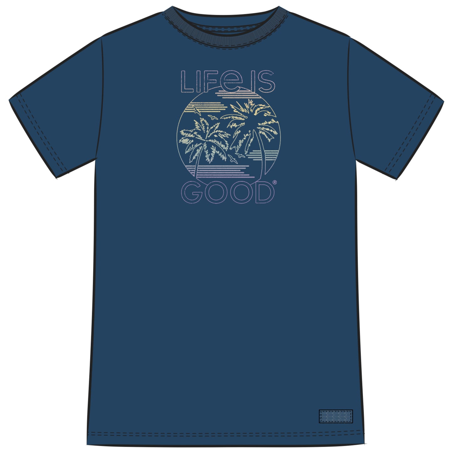 WOMEN'S RETRO PALM LINEWORK SHORT SLEEVE