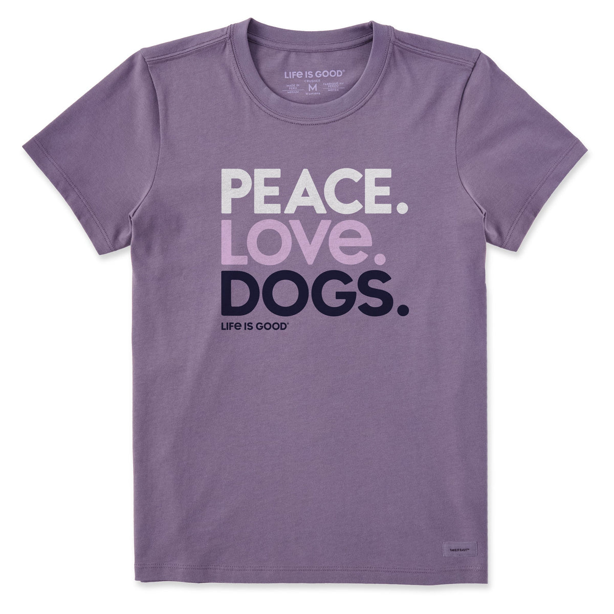 Women's Peace Love Dogs Short Sleeve Crusher Tee - Dusk Purple