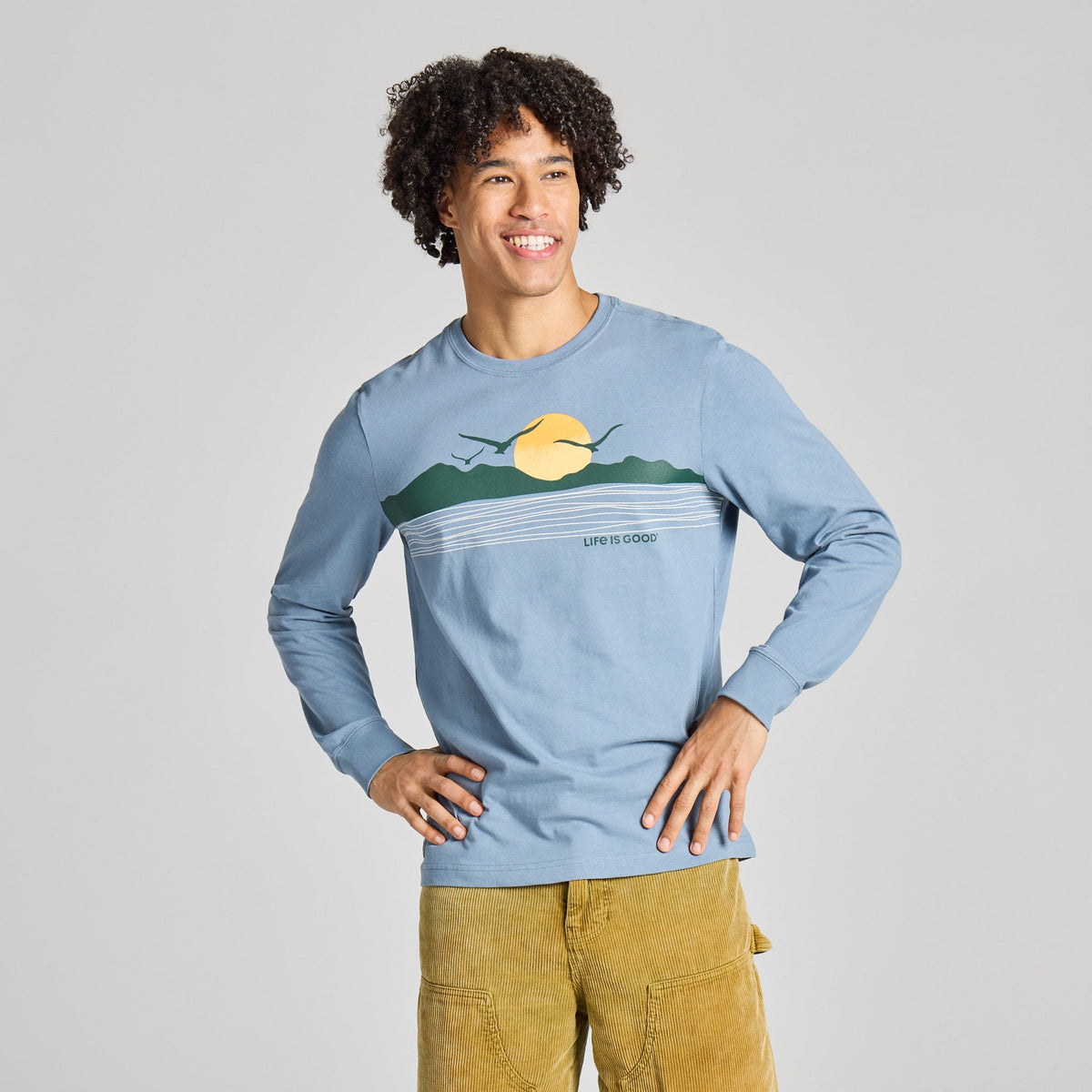 Men's Coastal Calm Seam Long Sleeve Crusher Tee - Slate Blue