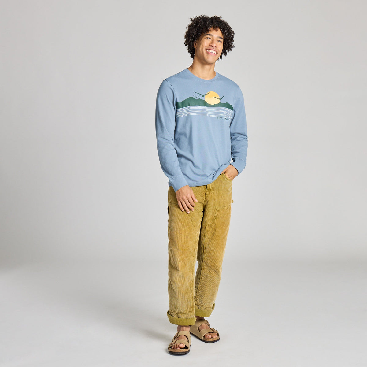 Men's Coastal Calm Seam Long Sleeve Crusher Tee - Slate Blue