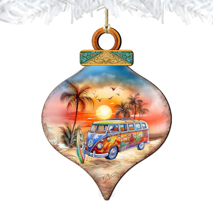 Nautical Christmas Ornaments - Sunset on the Beach Wooden Ornaments by G. DeBrekht Coastal Holiday Decor - 8688170
