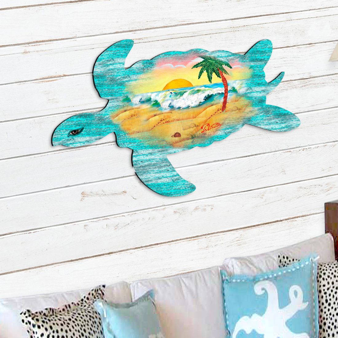 Sea Turtle Coastal Door Decor by G. DeBrekht - Coastal Holiday Decor - 8198518H
