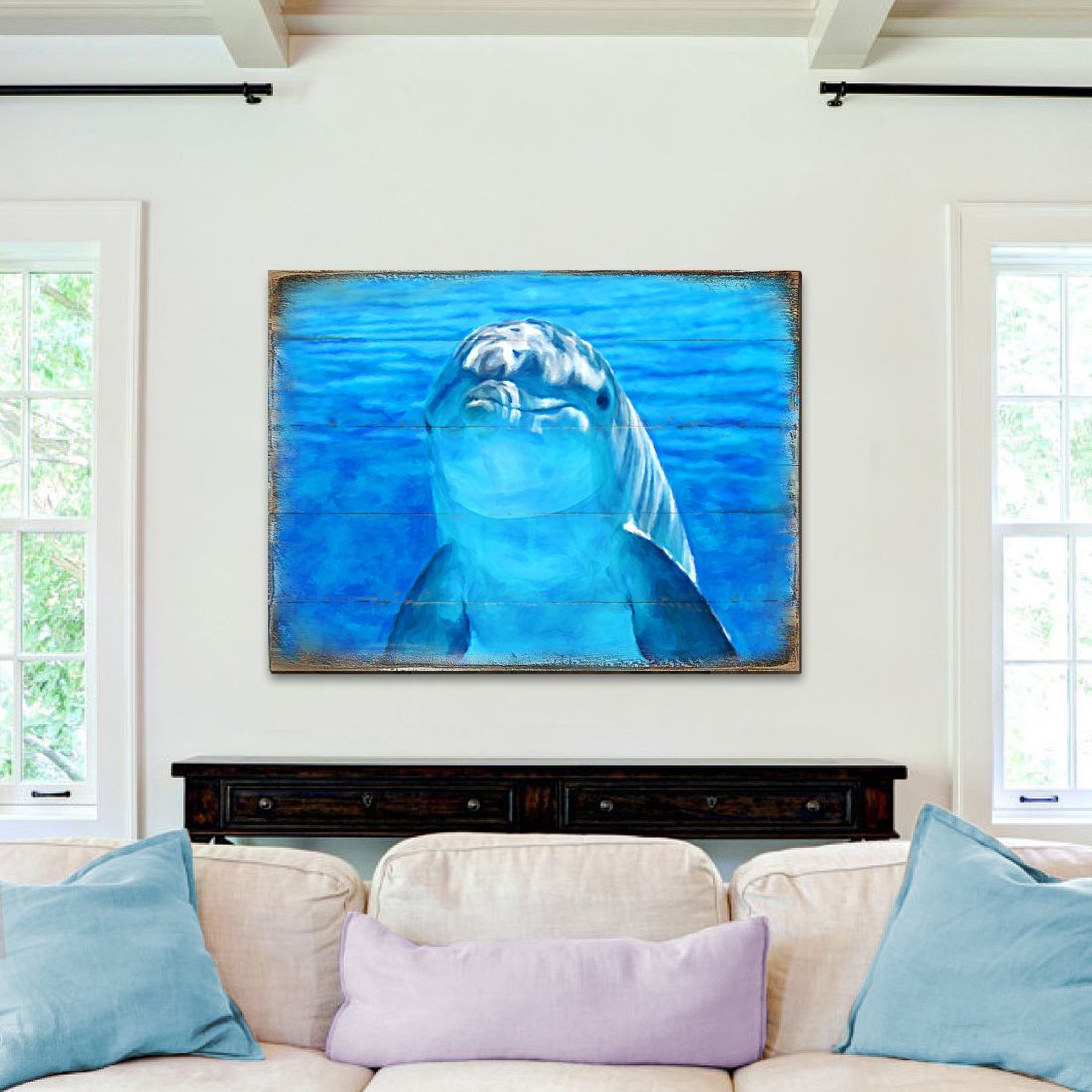 Speers Dolphin Wood Wooden Coastal Wall Art by Nature Wonders - Coastal Sea-Life Decor - 95261B