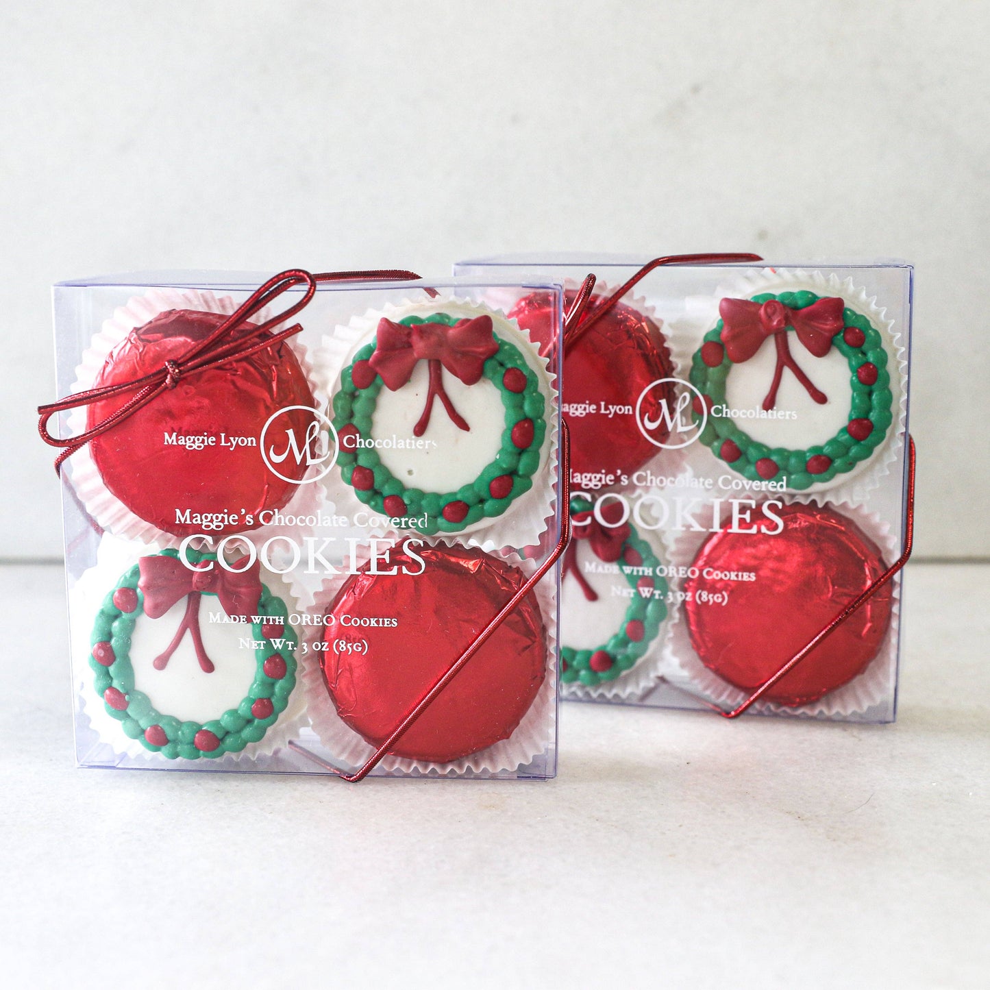 4pc Holiday Chocolate Covered Cookies - Wreath