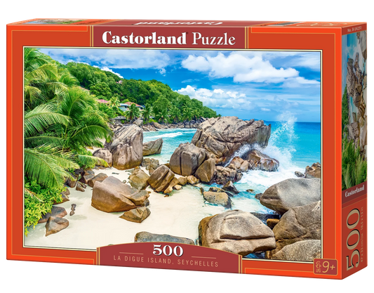 500 Piece Jigsaw Puzzle, La Digue Island, Seychelles, Tropical beach puzzle, Paradise Island, Landscape jigsaw, Adult Puzzle, Castorland B-54251