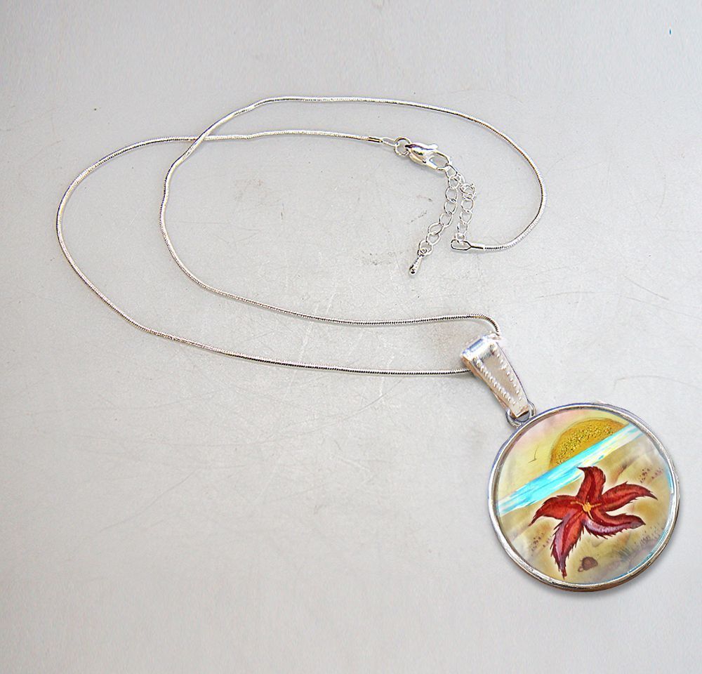 Starfish Pendant Silver-Plated Mother of Pearl Jewelry Necklace - 44051