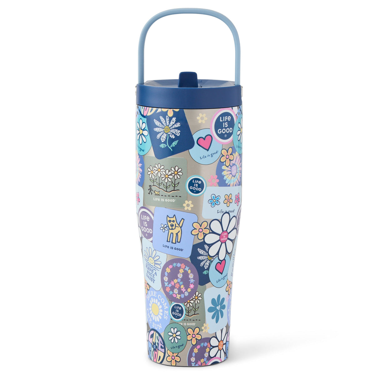 Floral Sticker Collage 30oz Stainless Corkcicle Go Cup XL