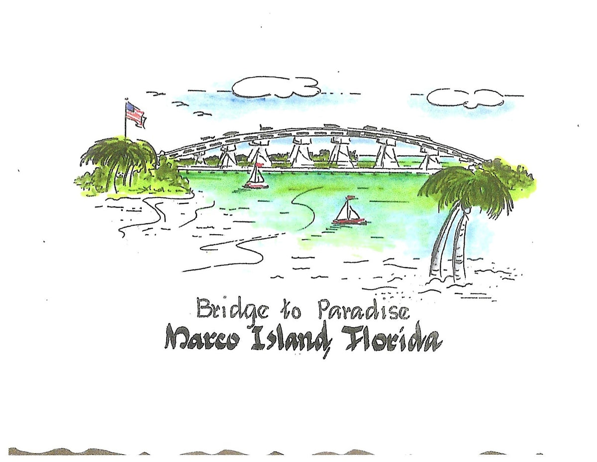 Betty’s Notes Marco Island Collection: Marco Bridge card artwork
