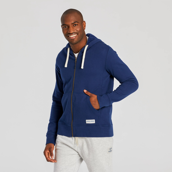 MEN'S SOLID SIMPLY TRUE FLEECE ZIP HOODIE DARKEST BLUE