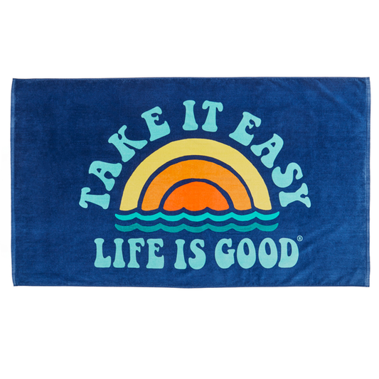 TAKE IT EASY RAINBOW WAVES BEACH TOWEL