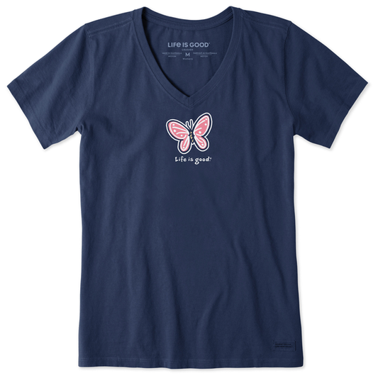 WOMEN'S BUTTERFLY SHORT SLEEVE CRUSHER VEE