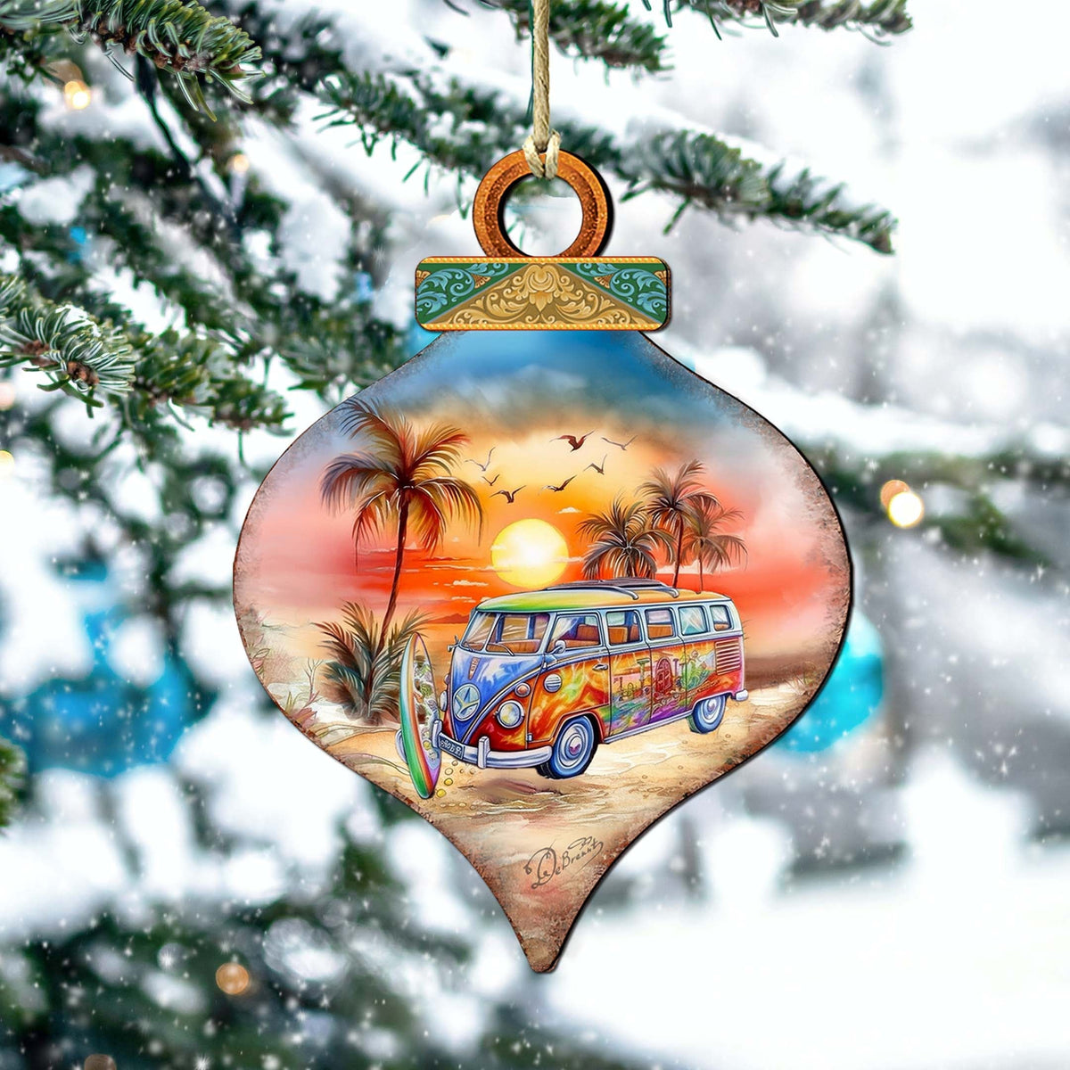 Nautical Christmas Ornaments - Sunset on the Beach Wooden Ornaments by G. DeBrekht Coastal Holiday Decor - 8688170