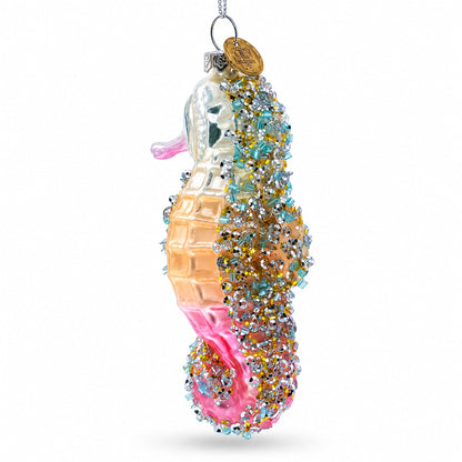 Seahorse Glass Christmas Ornament