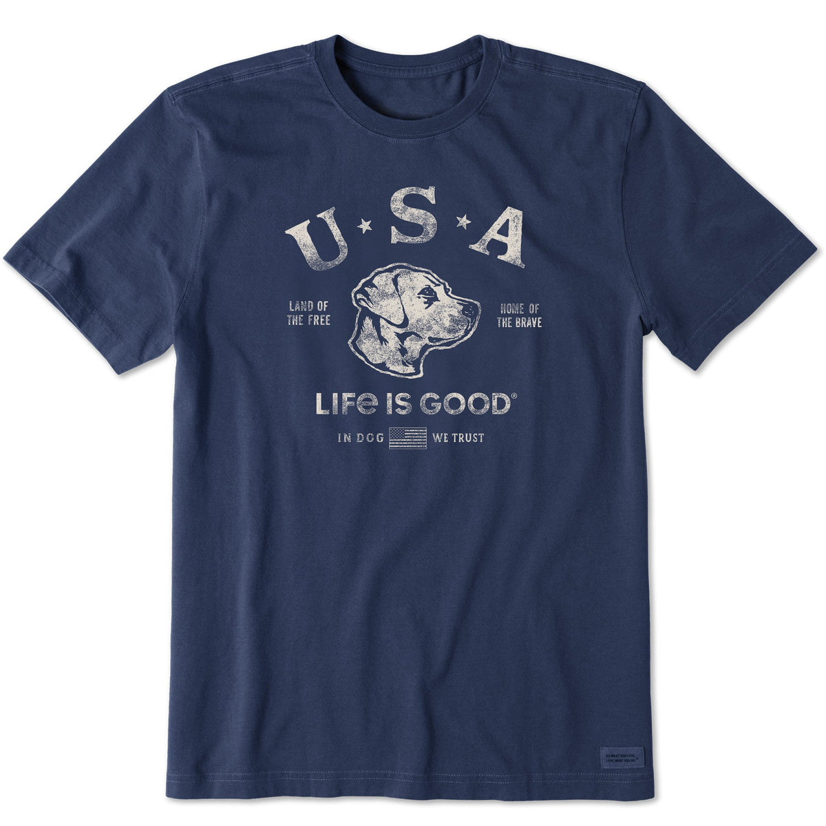 Life Is Good Men's Manifesto Land of the Free Dog Short Sleeve Crusher-LITE Tee