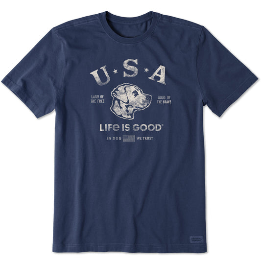 Life Is Good Men's Manifesto Land of the Free Dog Short Sleeve Crusher-LITE Tee