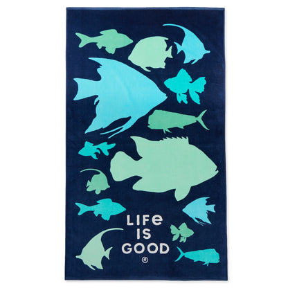 Life Is Good Tropical School of Fish Beach Towel - style 154477