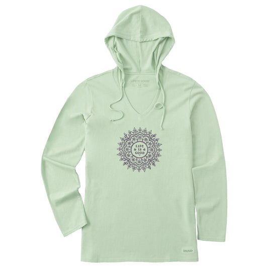 Life Is Good Women's Antique Mandala Long Sleeve Crusher-LITE Hooded Tee