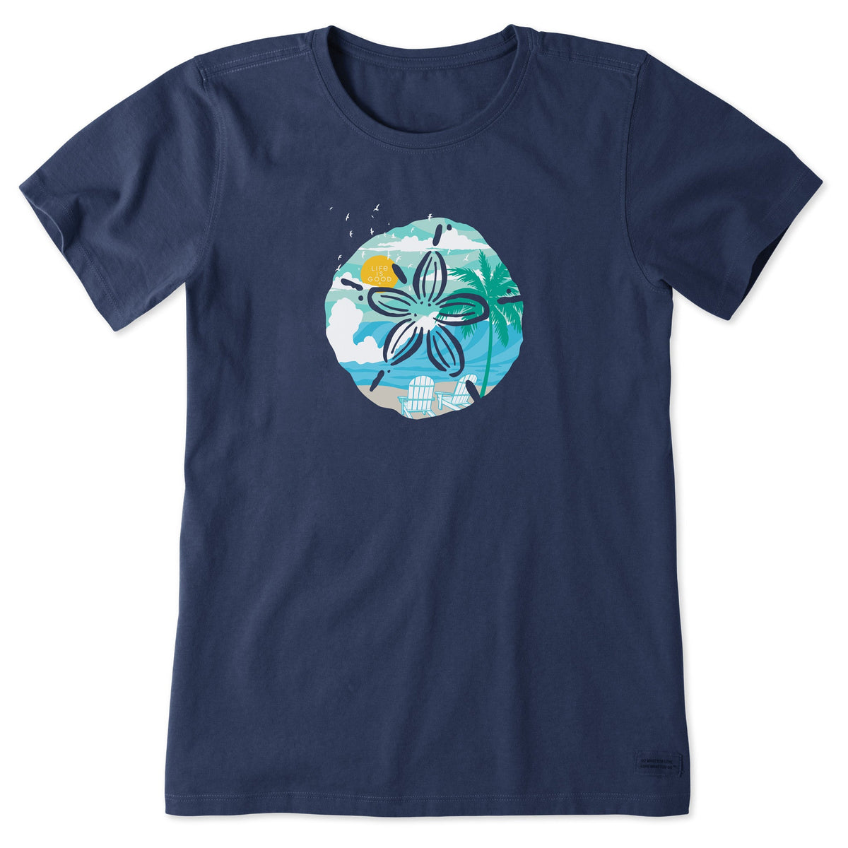 Life Is Good Women's Macro Micro Beach Sand Dollar Short Sleeve Crusher Tee