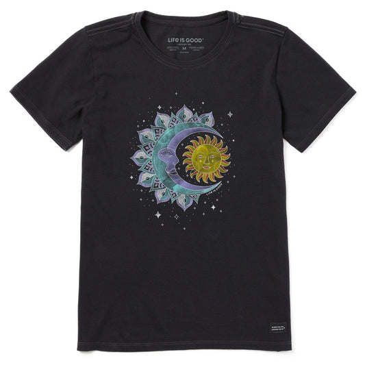 Life Is Good Women's Washy Celestial Sun Moon Short Sleeve Crusher Tee