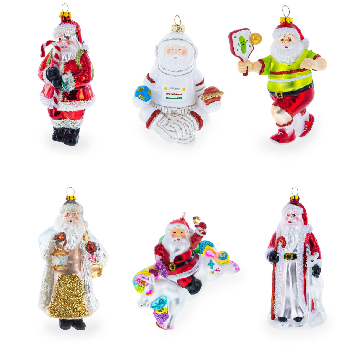 Santa Fishing on Boat Glass Christmas Ornament