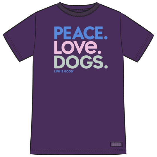 WOMEN'S PEACE LOVE DOGS SHORT SLEEVE CRU