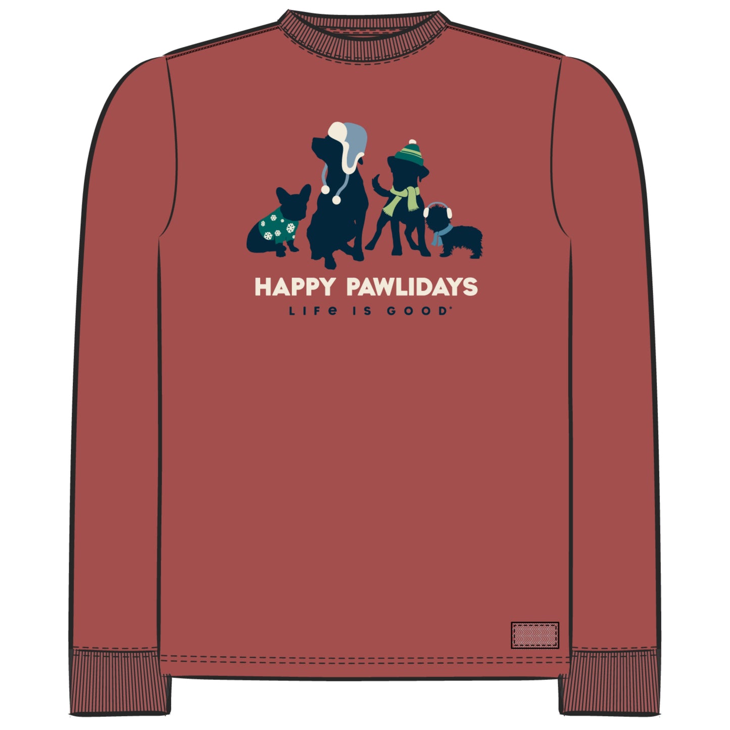 MEN'S HAPPY PAWLIDAY PUPS LONG SLEEVE CR