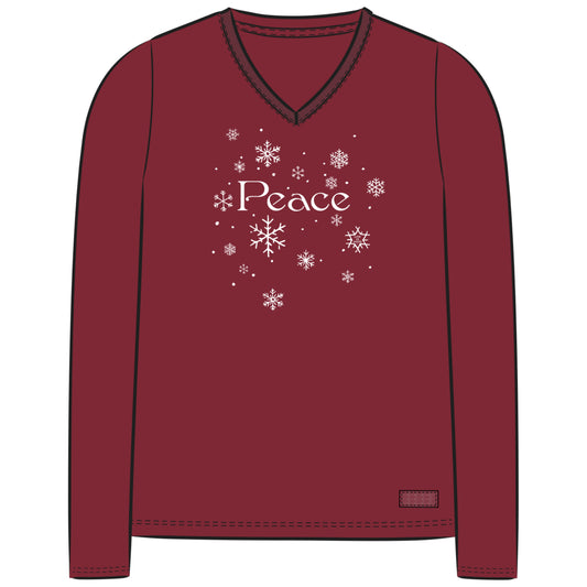 WOMEN'S PEACE SNOWFLAKES LONG SLEEVE CRUSHER