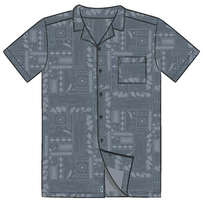 MEN'S BEACH WOODBLOCK PATTERN CAMP SHIRT